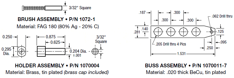 Brush Assembly for 2.5 amp